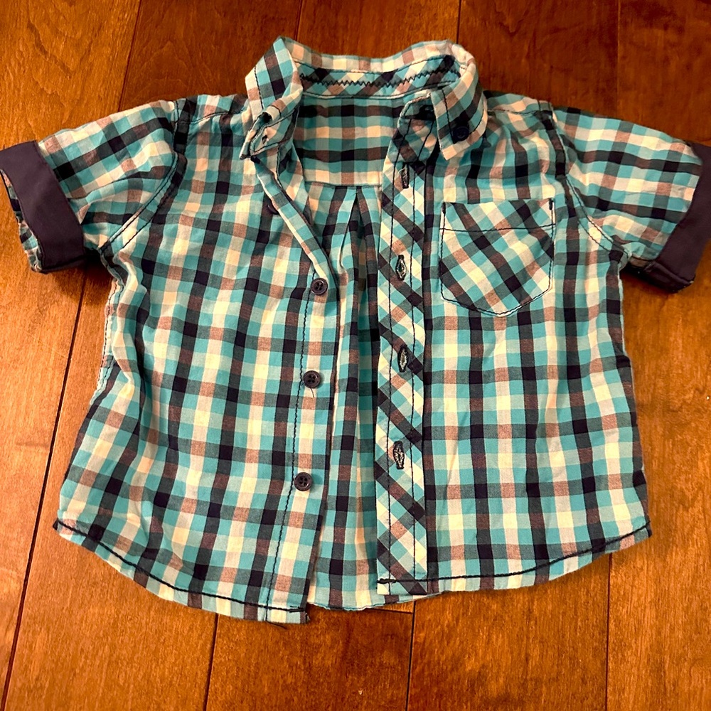 🎉BUNDLE 10 for $30🎉MOTHERCARE • Kids Plaid Shirt - Blue and Green